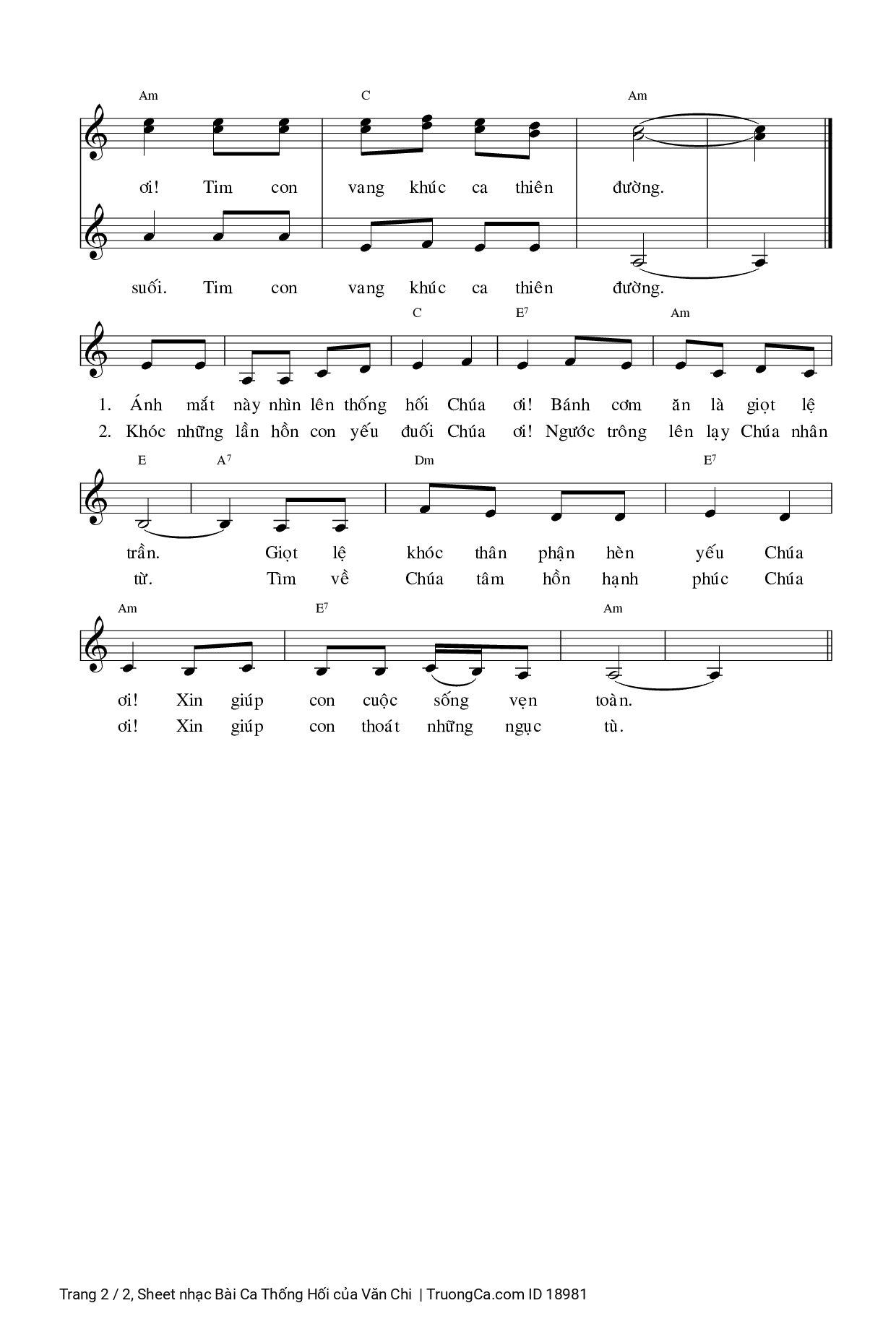 Page 2 of Sheet music PDF Bài Ca Thống Hối - Văn Chi