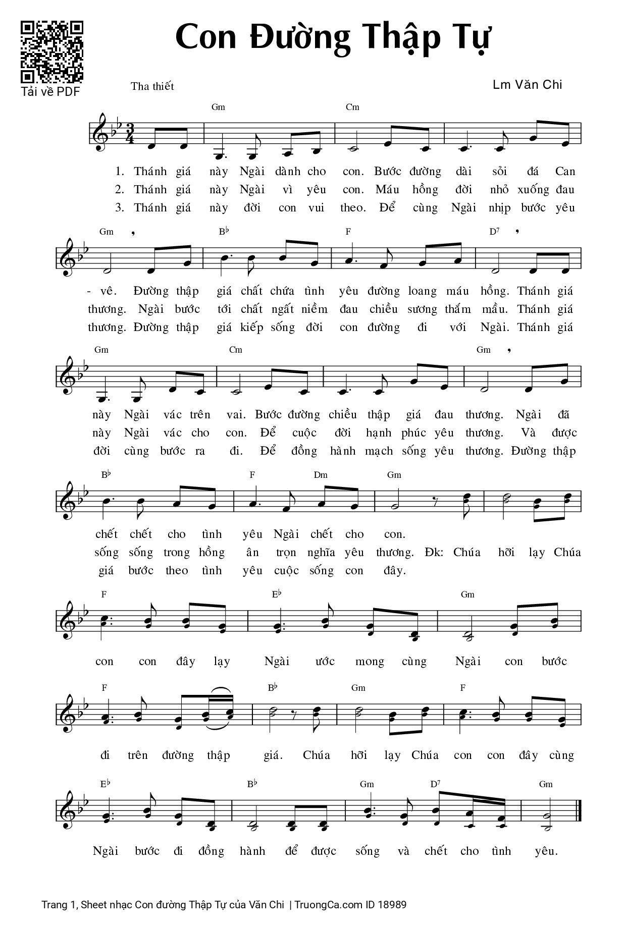 Page 1 of Sheet music PDF Con đường Thập Tự - Văn Chi