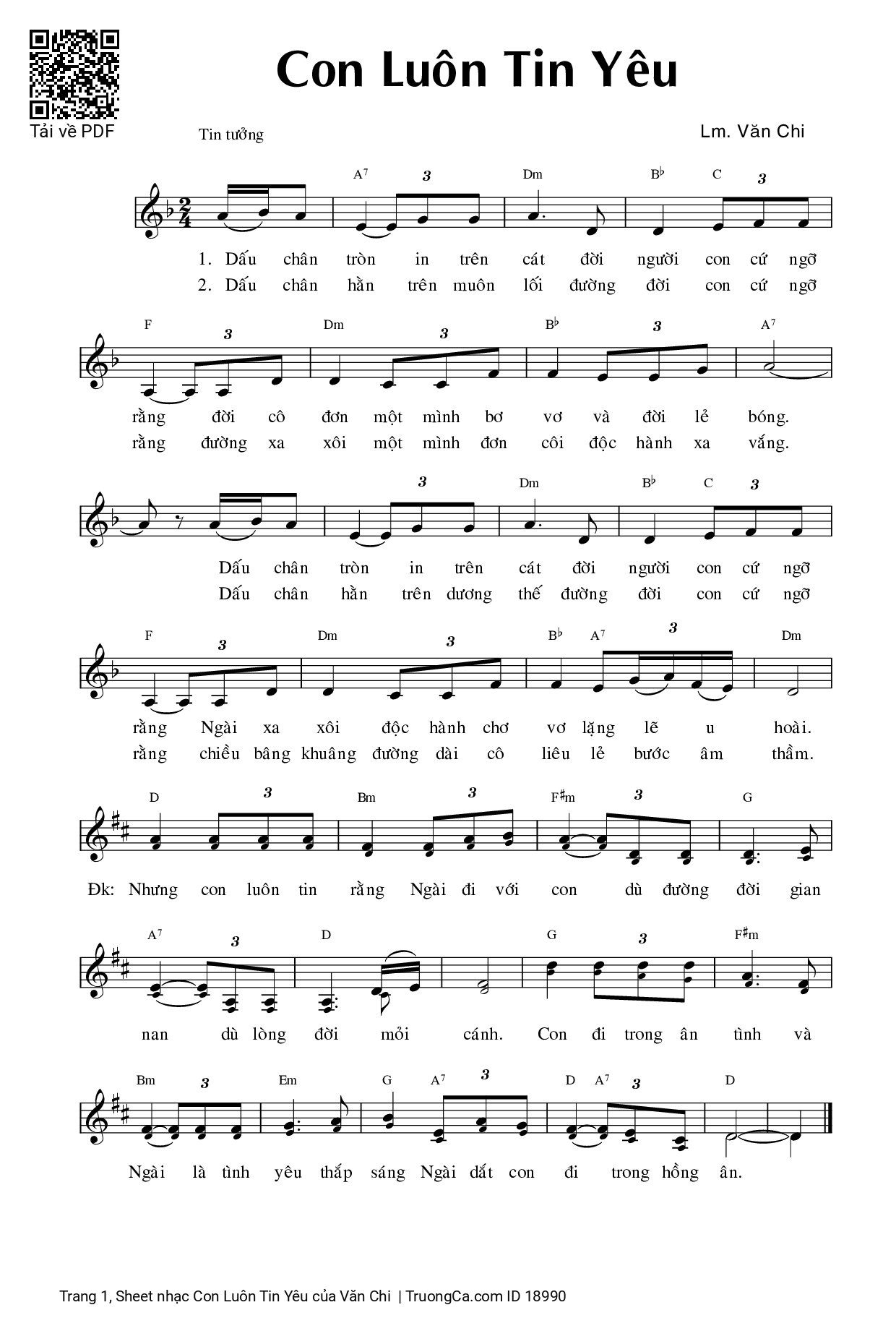 Sheet PDF of Con Luôn Tin Yêu