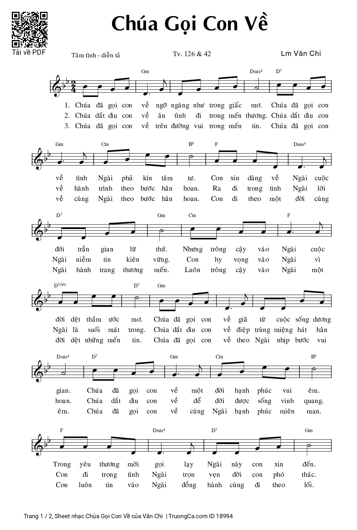 Sheet PDF of Chúa Gọi Con Về