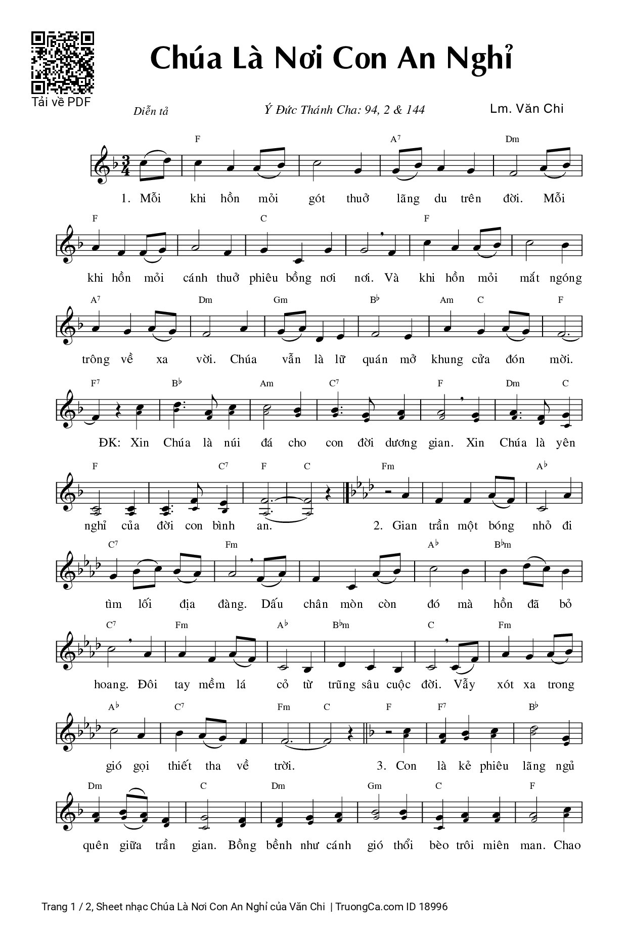 Sheet PDF of Chúa Là Nơi Con An Nghỉ