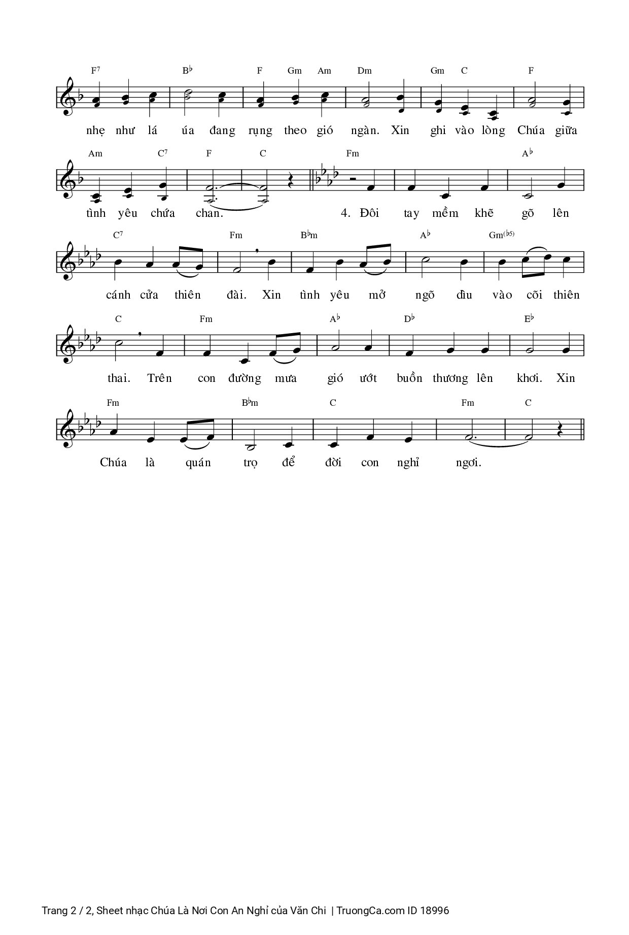 Page 2 of Sheet music PDF Chúa Là Nơi Con An Nghỉ - Văn Chi