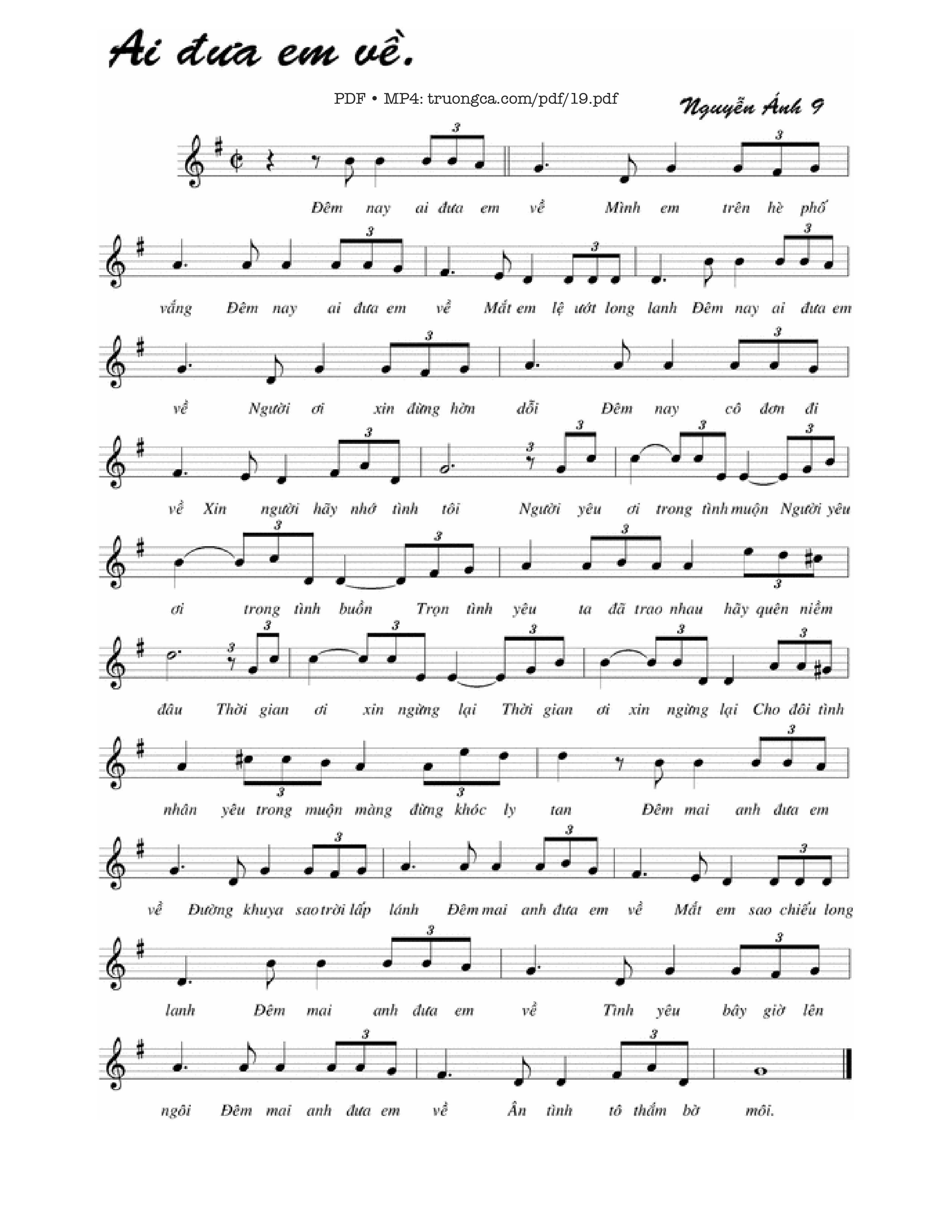 Page 5 of Sheet music PDF Ai đưa em về - Nguyễn Ánh 9