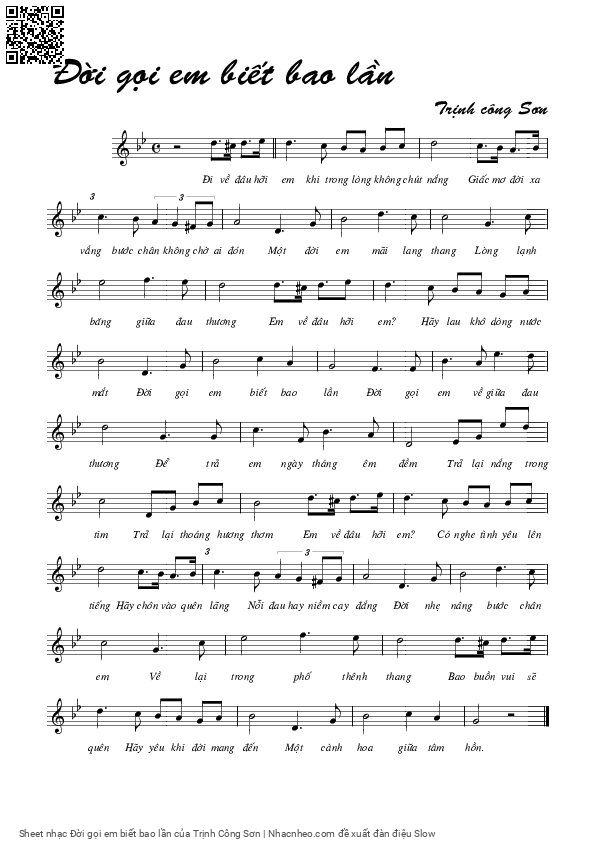 Sheet PDF of Đời gọi em biết bao lần