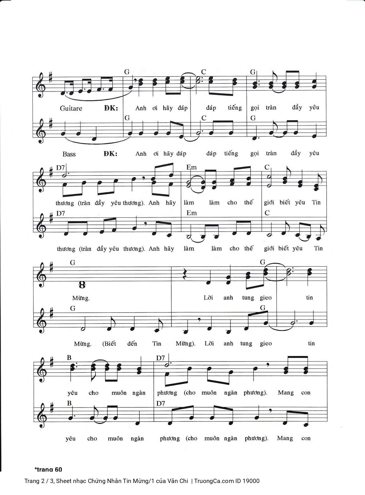 Ngài đã gọi anh đi đến loan Tin Mừng Lời anh mang tin vui gieo trong lòng thế giới, Trang 2