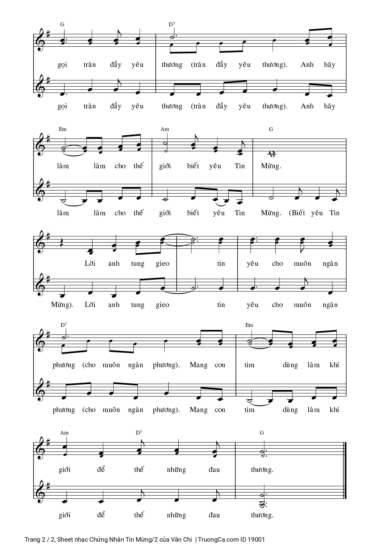 Page 2 of Sheet music PDF Chứng Nhân Tin Mừng/2 - Văn Chi