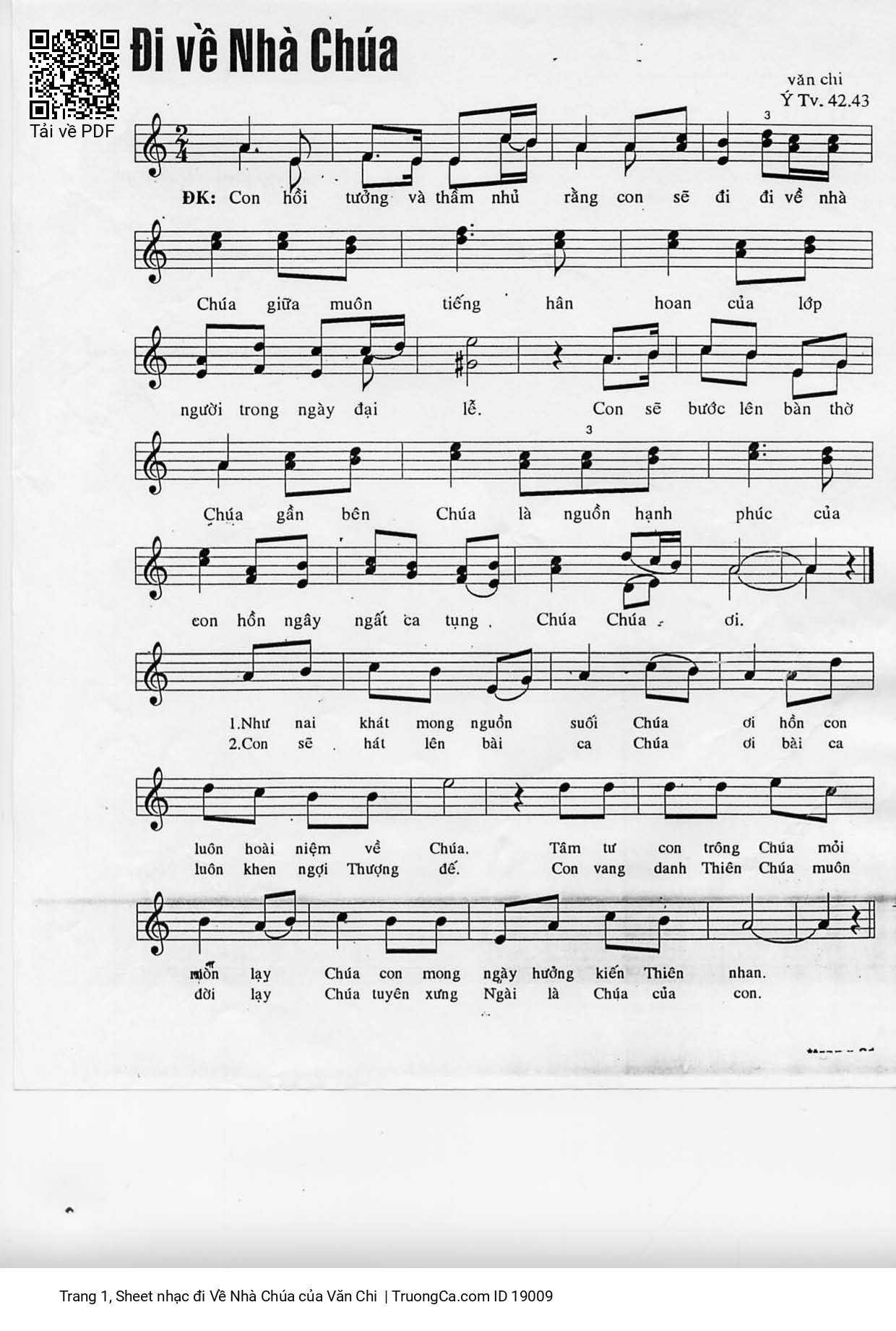 Page 1 of Sheet music PDF đi Về Nhà Chúa - Văn Chi