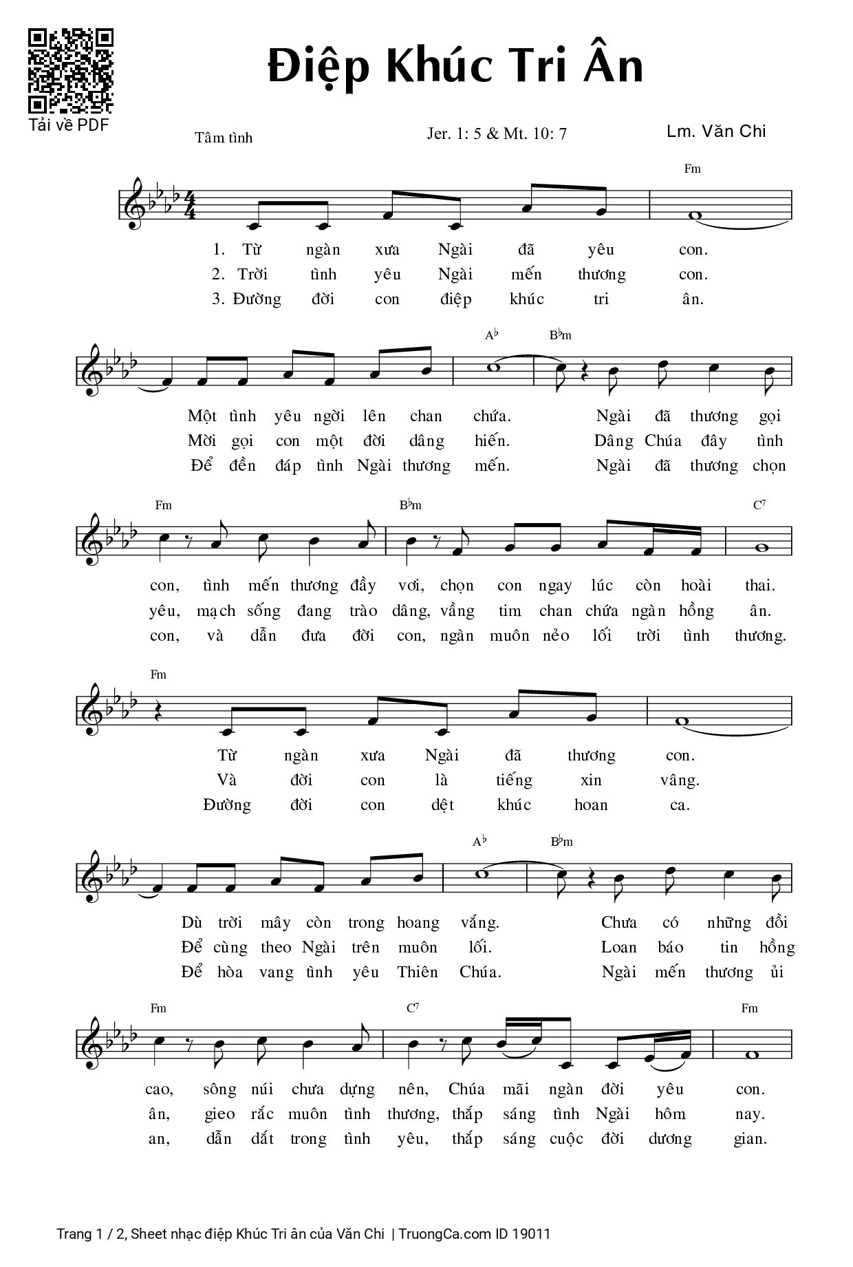 Sheet PDF of điệp Khúc Tri ân