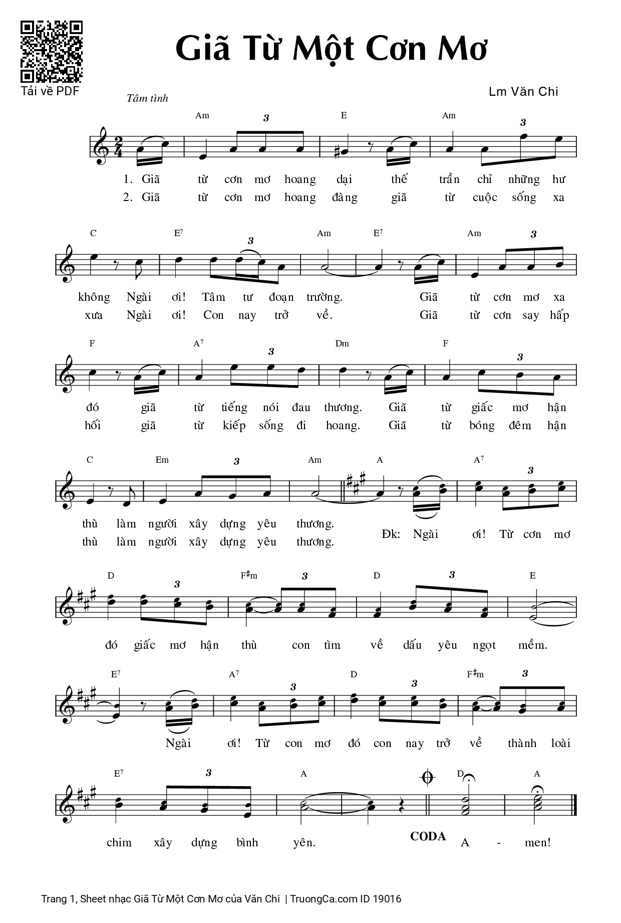 Page 1 of Sheet music PDF Giã Từ Một Cơn Mơ - Văn Chi
