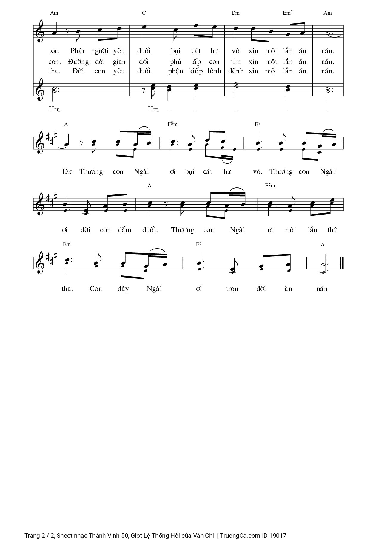 Page 2 of Sheet music PDF Thánh Vịnh 50, Giọt Lệ Thống Hối - Văn Chi