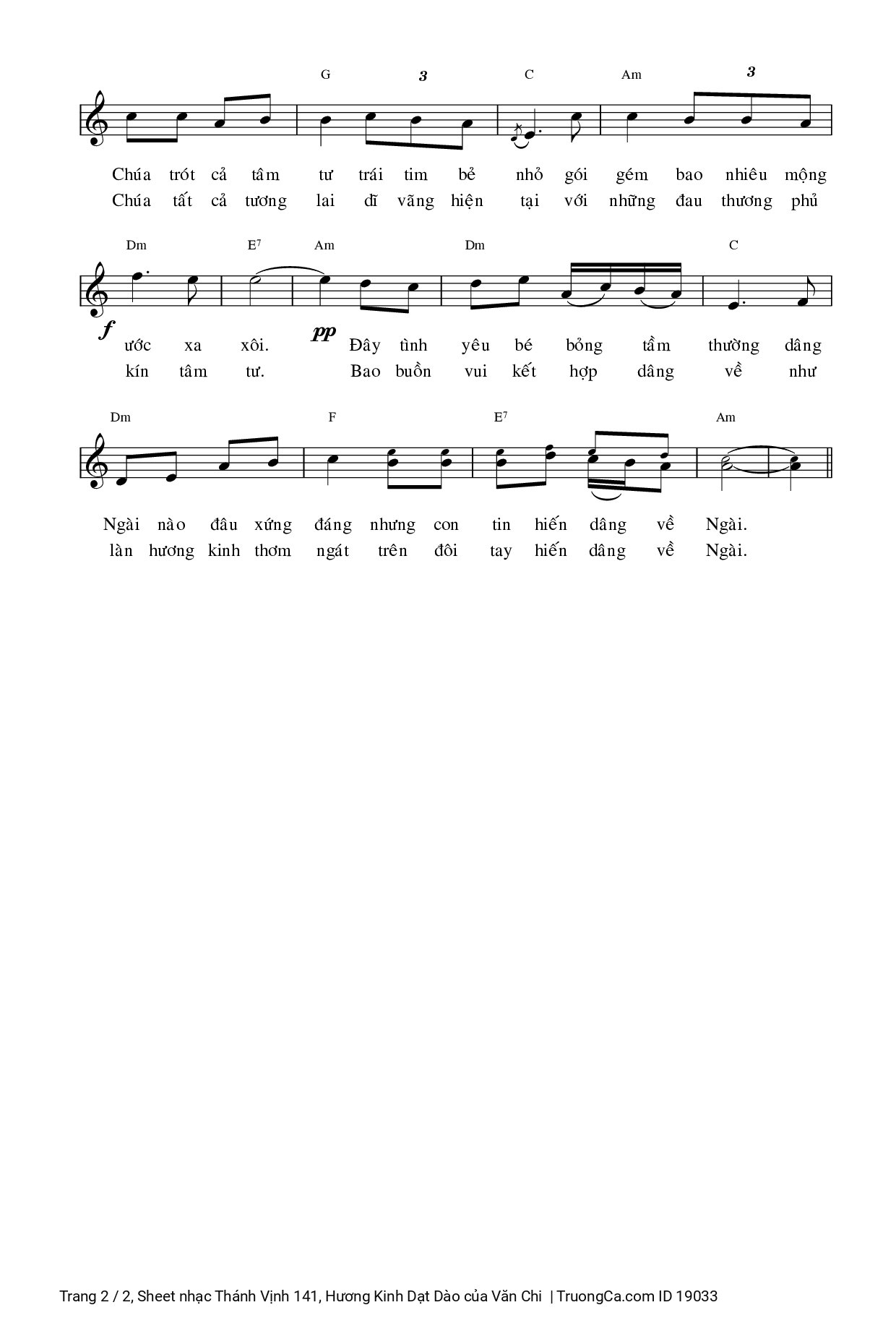 Page 2 of Sheet music PDF Thánh Vịnh 141, Hương Kinh Dạt Dào - Văn Chi