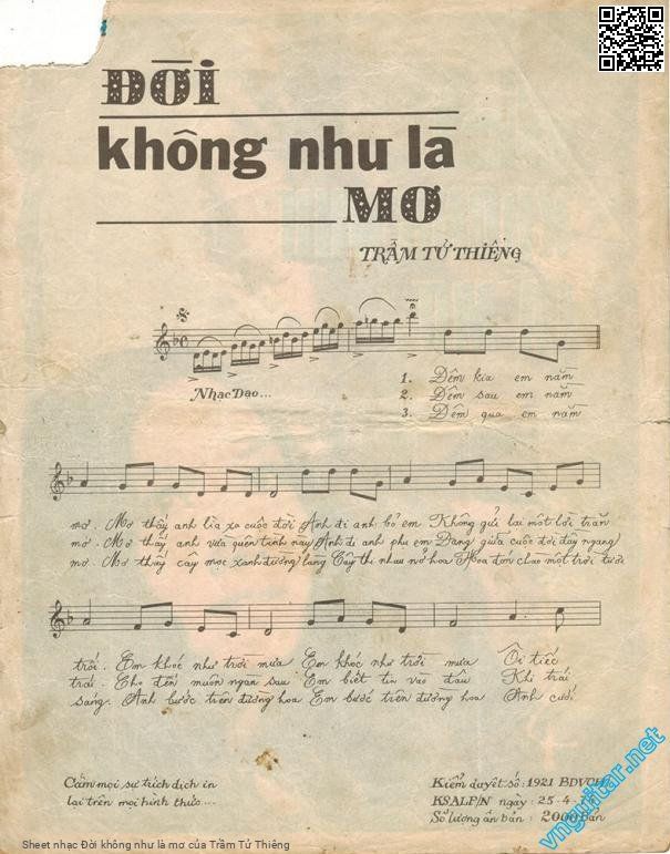 Page 2 of Sheet music PDF Đời không như là mơ - Trầm Tử Thiêng