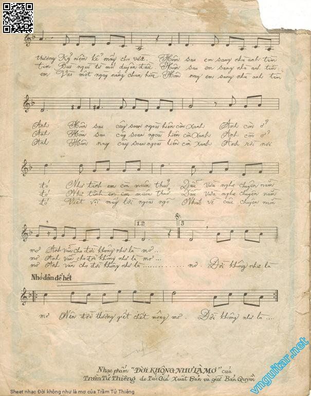Page 3 of Sheet music PDF Đời không như là mơ - Trầm Tử Thiêng