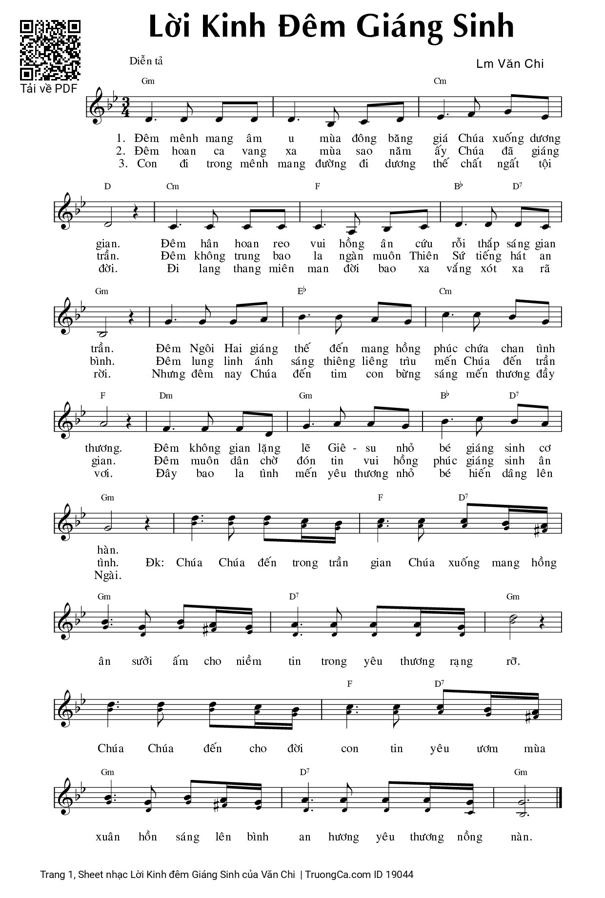 Sheet PDF of Lời Kinh đêm Giáng Sinh