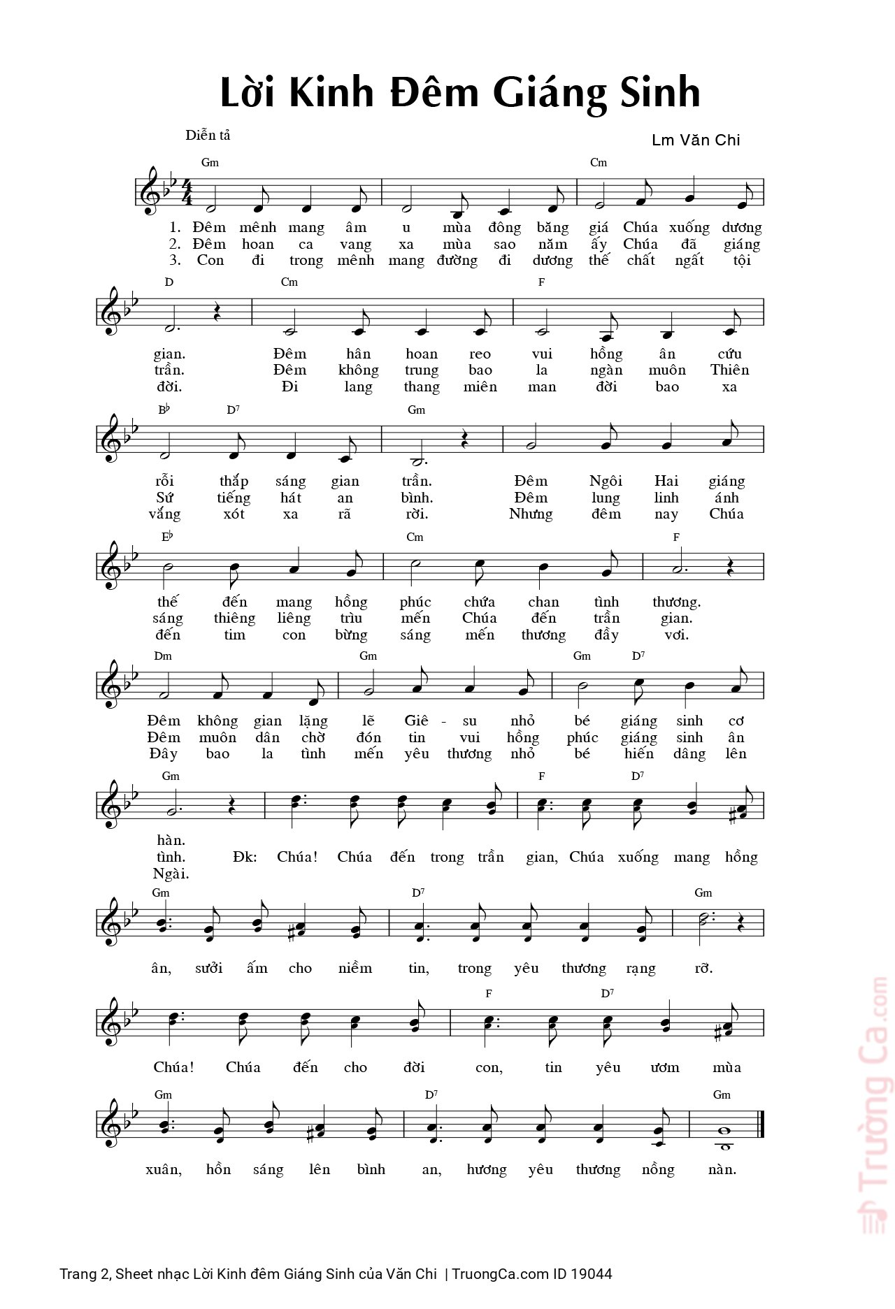 Page 2 of Sheet music PDF Lời Kinh đêm Giáng Sinh - Văn Chi