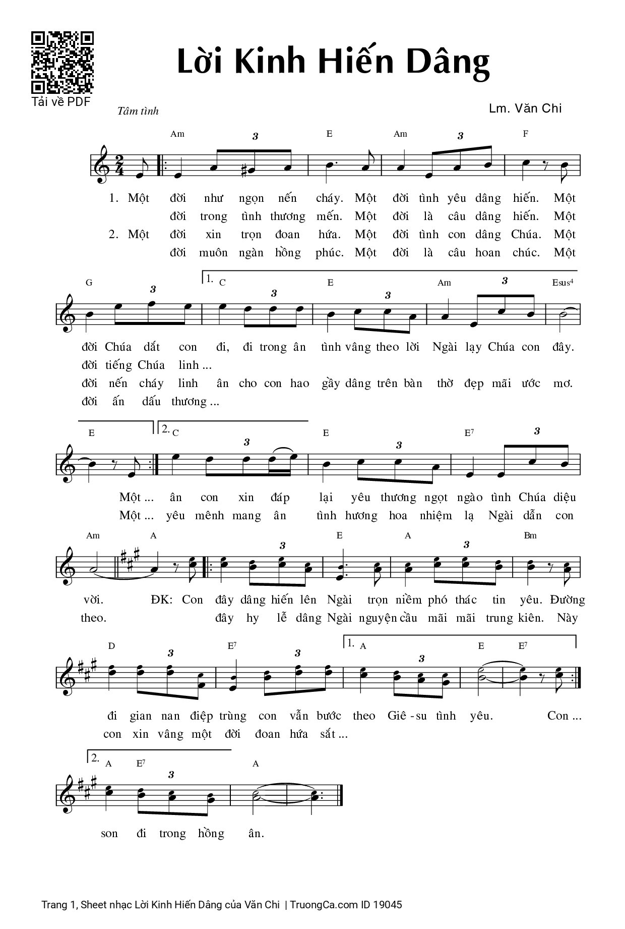 Page 1 of Sheet music PDF Lời Kinh Hiến Dâng - Văn Chi