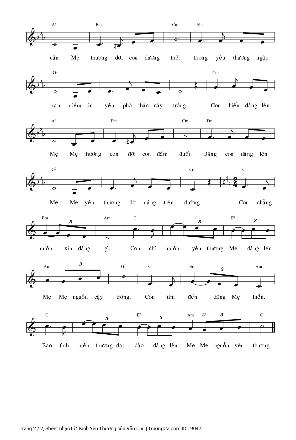 Page 2 of Sheet music PDF Lời Kinh Yêu Thương - Văn Chi