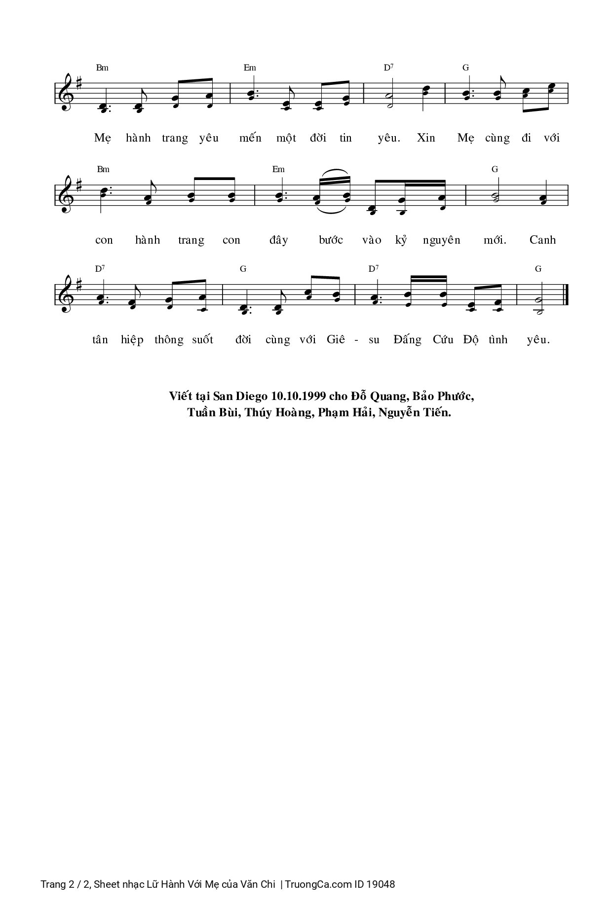Page 2 of Sheet music PDF Lữ Hành Với Mẹ - Văn Chi