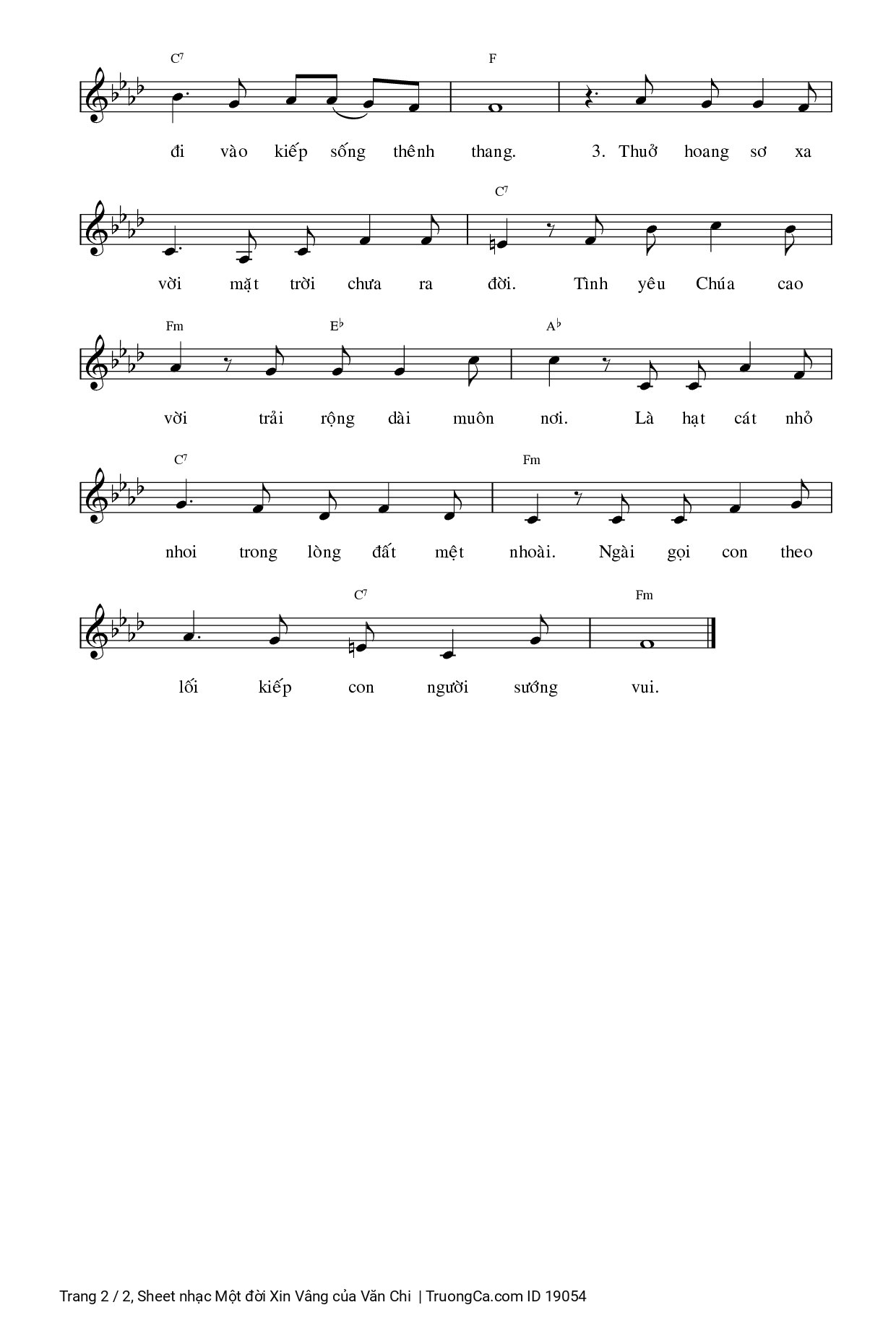 Page 2 of Sheet music PDF Một đời Xin Vâng - Văn Chi