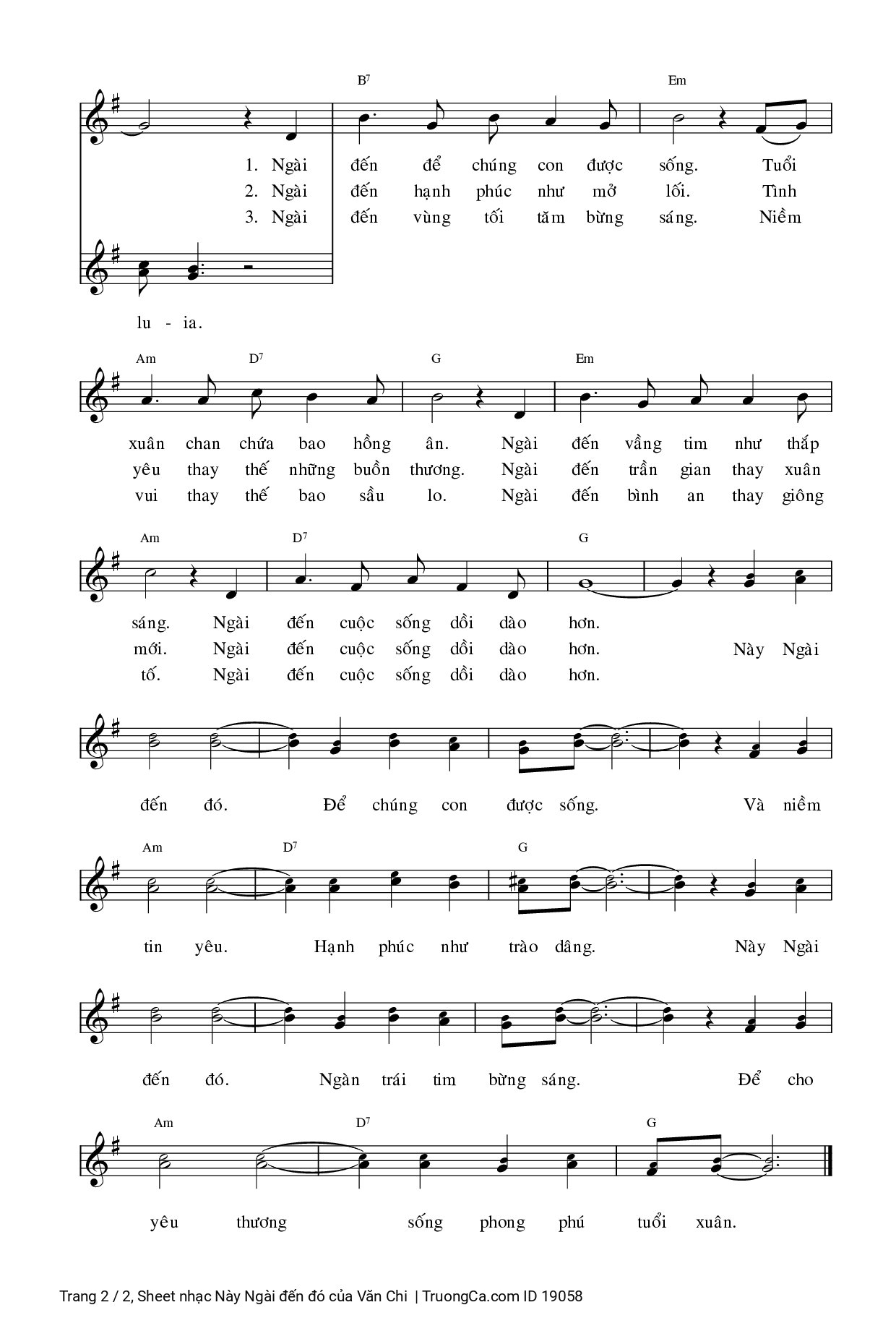 Page 2 of Sheet music PDF Này Ngài đến đó - Văn Chi