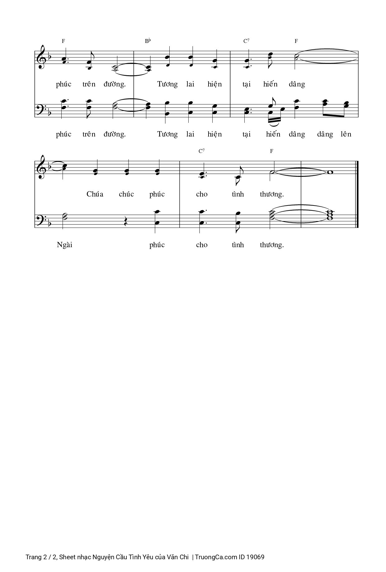 Page 2 of Sheet music PDF Nguyện Cầu Tình Yêu - Văn Chi