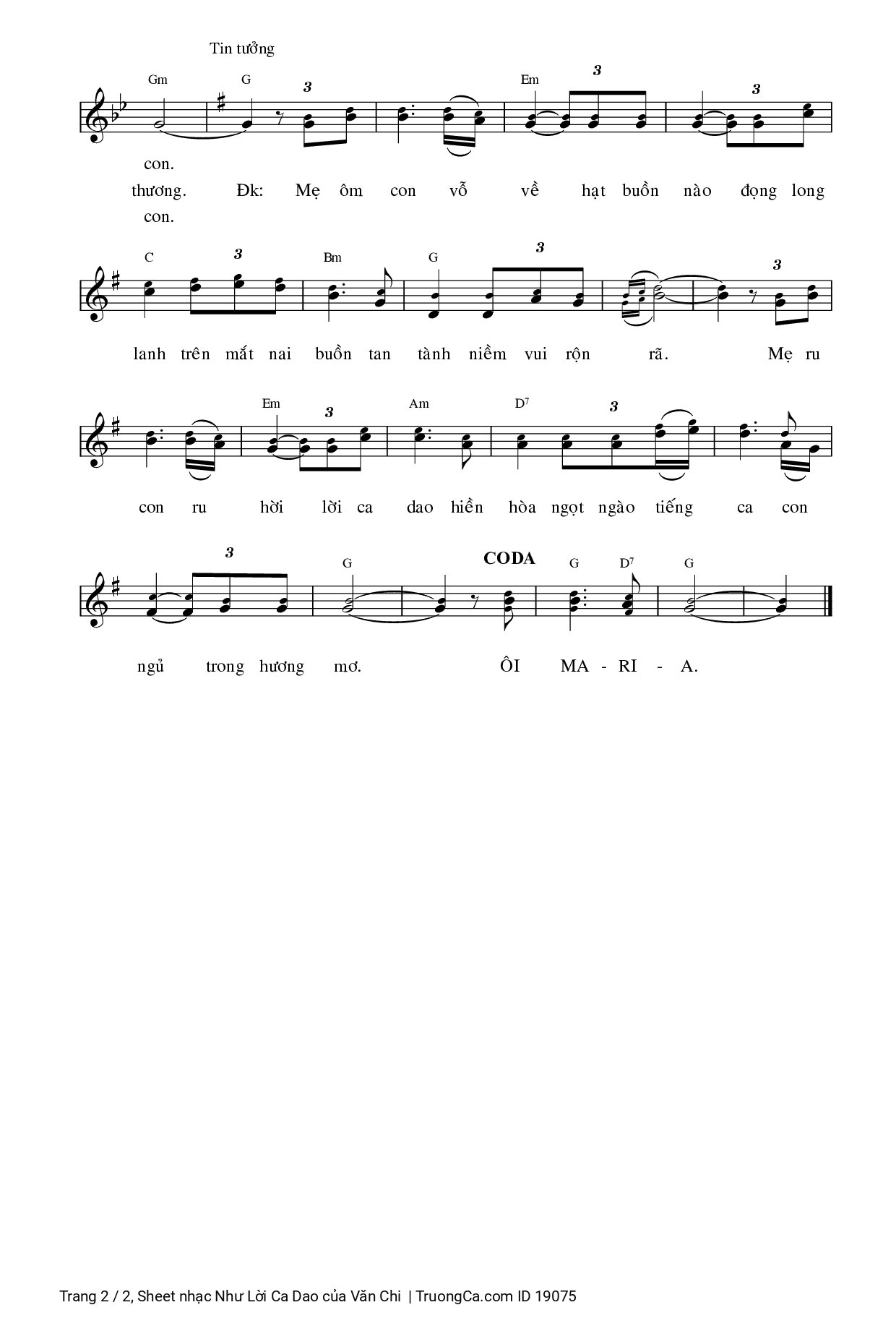 Page 2 of Sheet music PDF Như Lời Ca Dao - Văn Chi