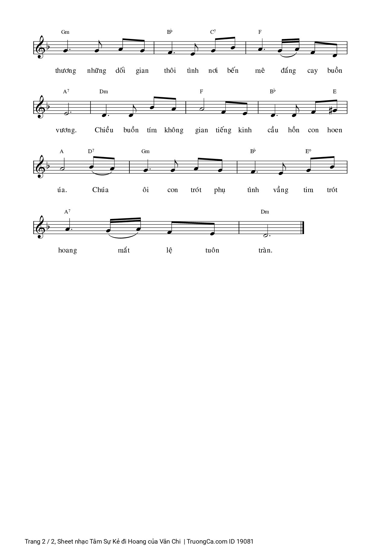 Page 2 of Sheet music PDF Tâm Sự Kẻ đi Hoang - Văn Chi