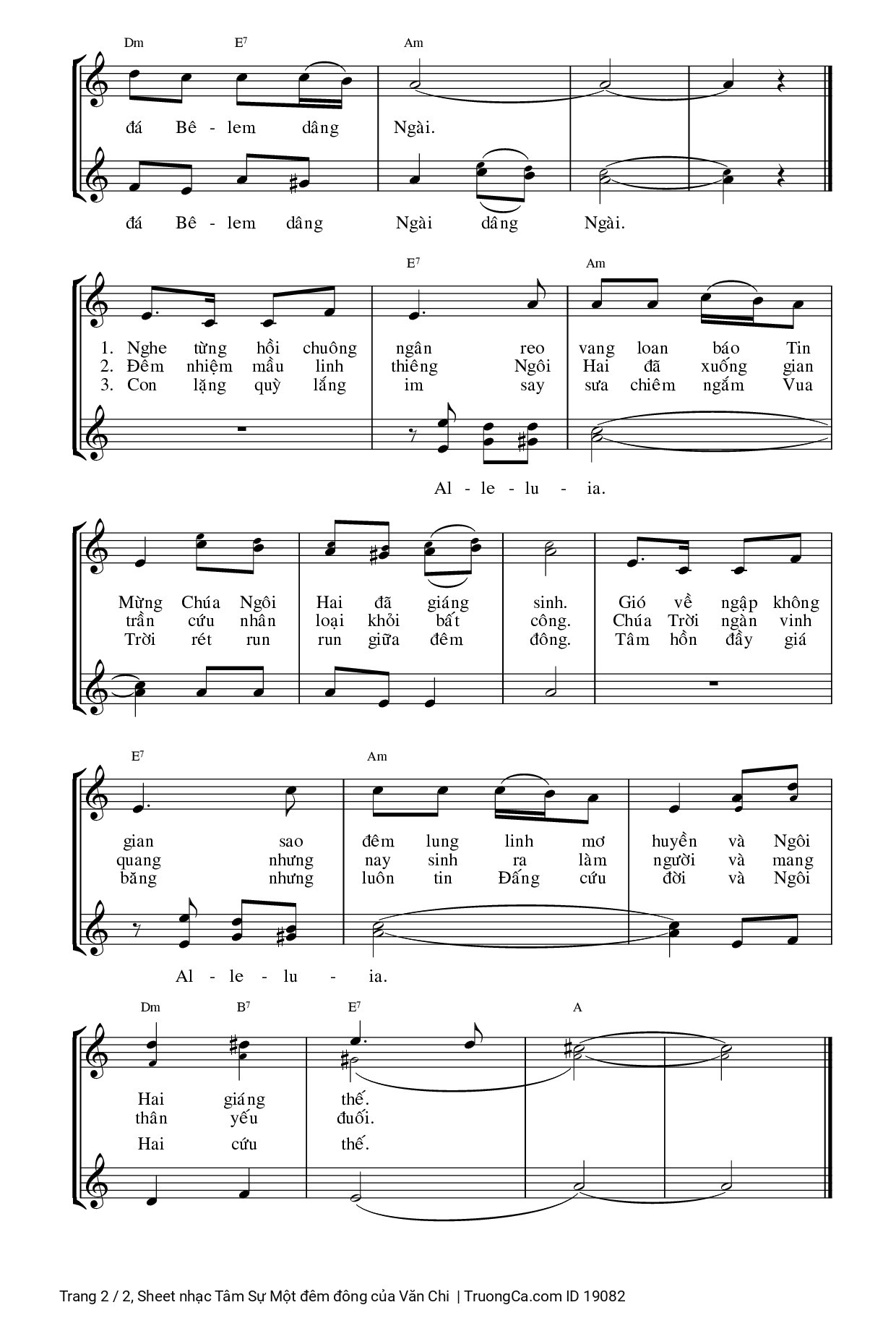 Page 2 of Sheet music PDF Tâm Sự Một đêm đông - Văn Chi