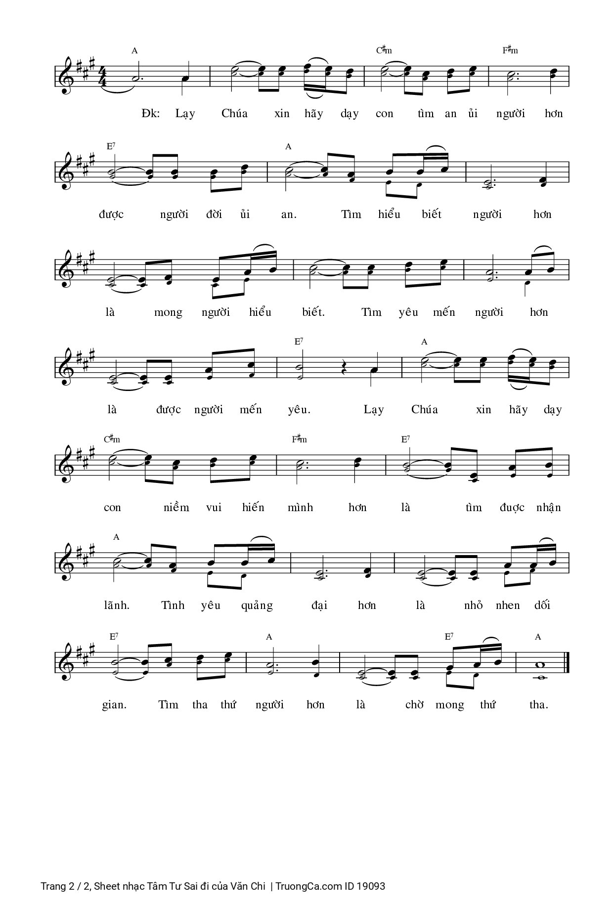 Page 2 of Sheet music PDF Tâm Tư Sai đi - Văn Chi