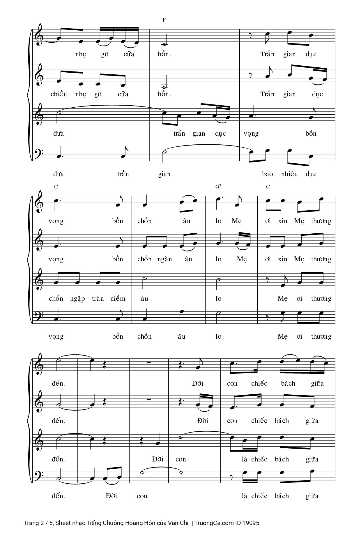 Page 2 of Sheet music PDF Tiếng Chuông Hoàng Hôn - Văn Chi