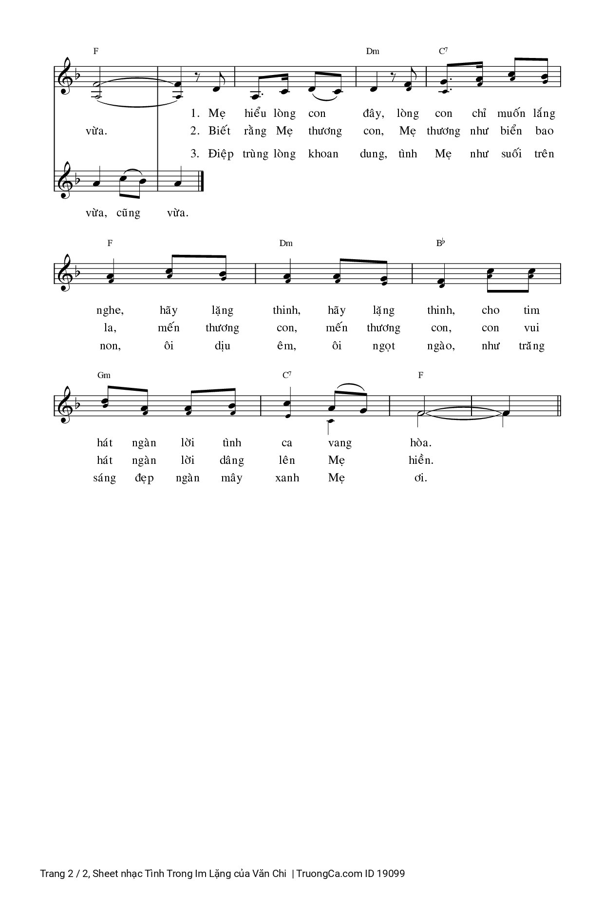 Page 2 of Sheet music PDF Tình Trong Im Lặng - Văn Chi