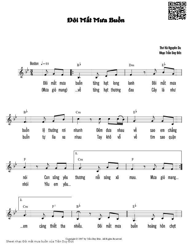 Sheet PDF of Đôi mắt mưa buồn