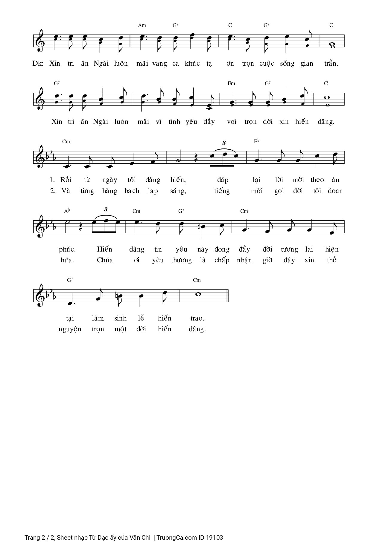 Page 2 of Sheet music PDF Từ Dạo ấy - Văn Chi