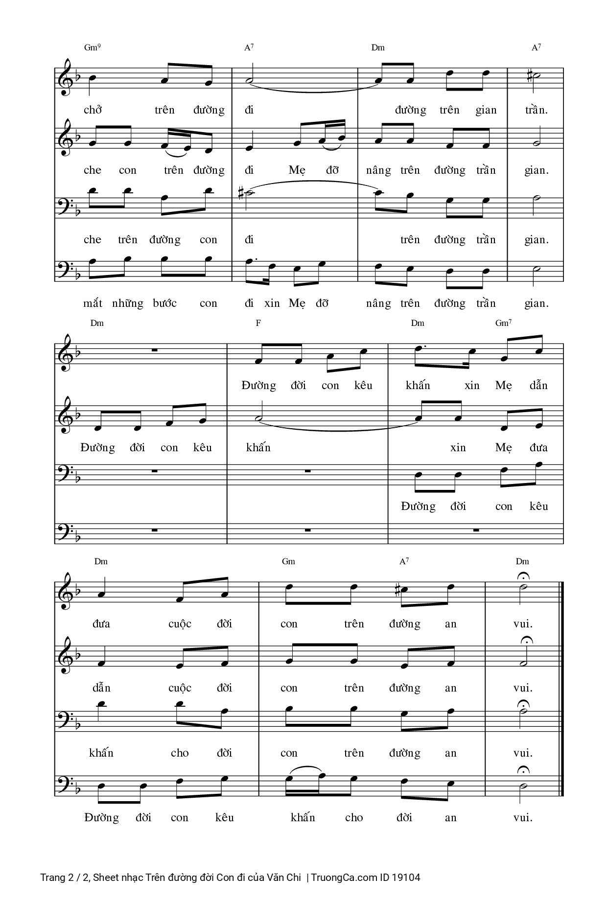 Page 2 of Sheet music PDF Trên đường đời Con đi - Văn Chi
