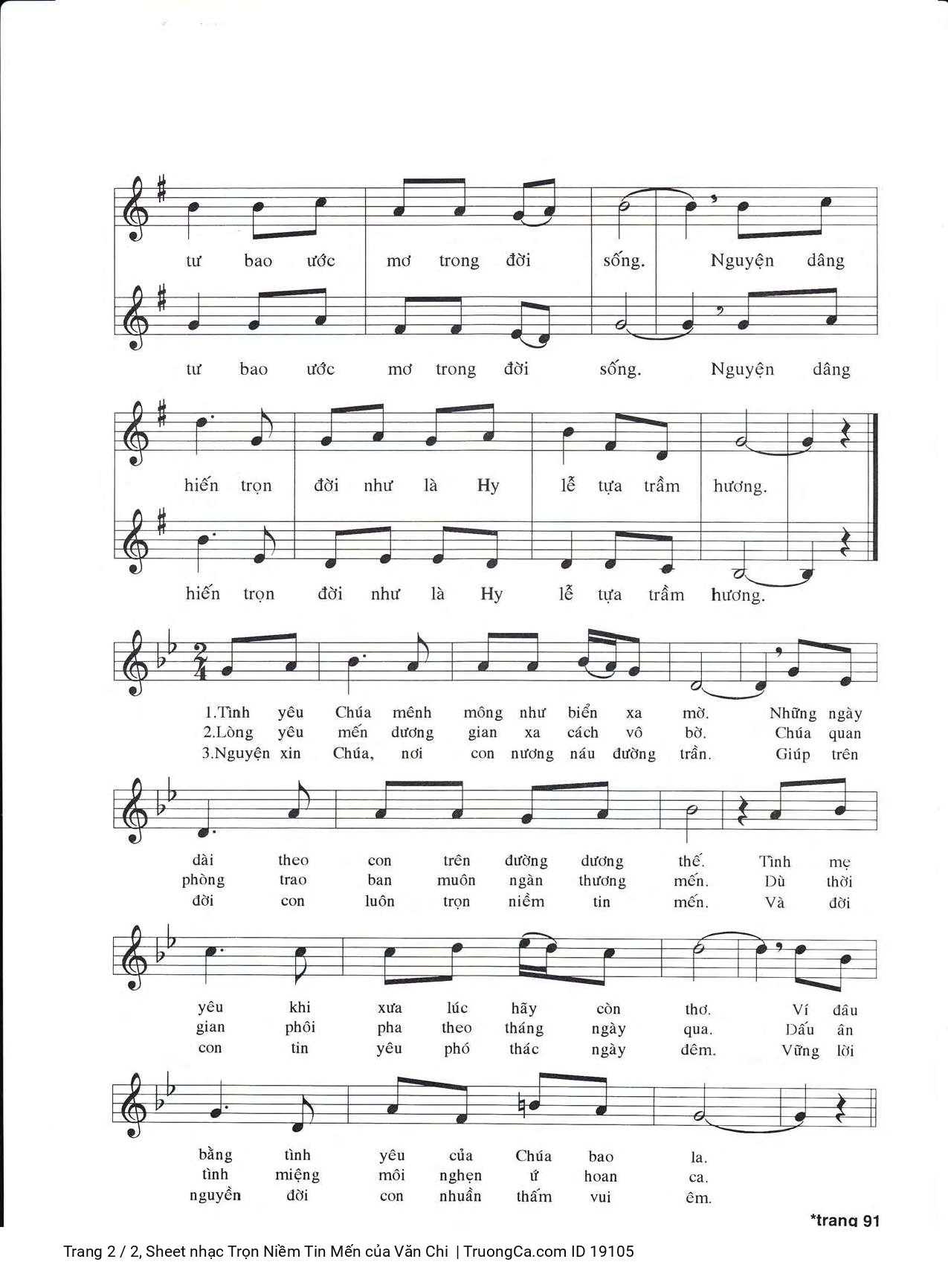 Page 2 of Sheet music PDF Trọn Niềm Tin Mến - Văn Chi