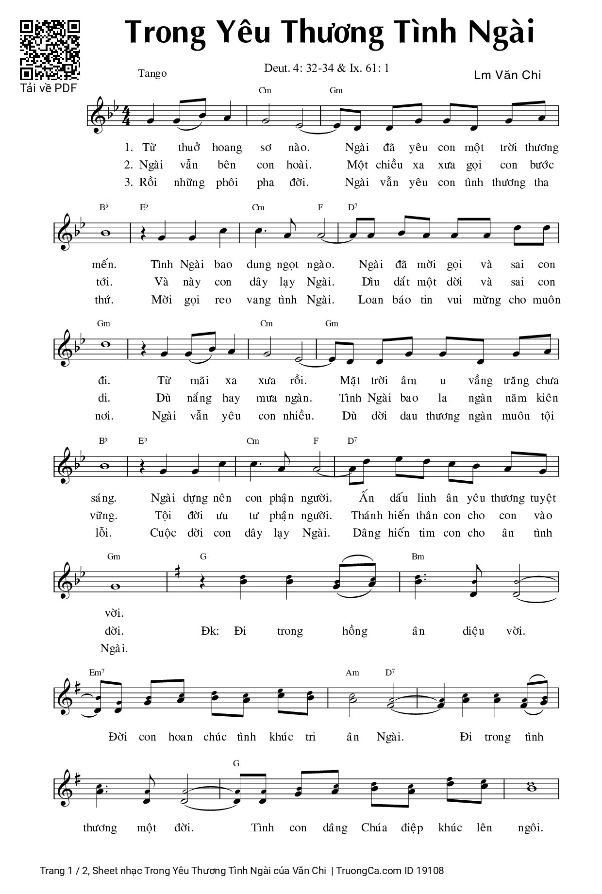 Sheet PDF of Trong Yêu Thương Tình Ngài