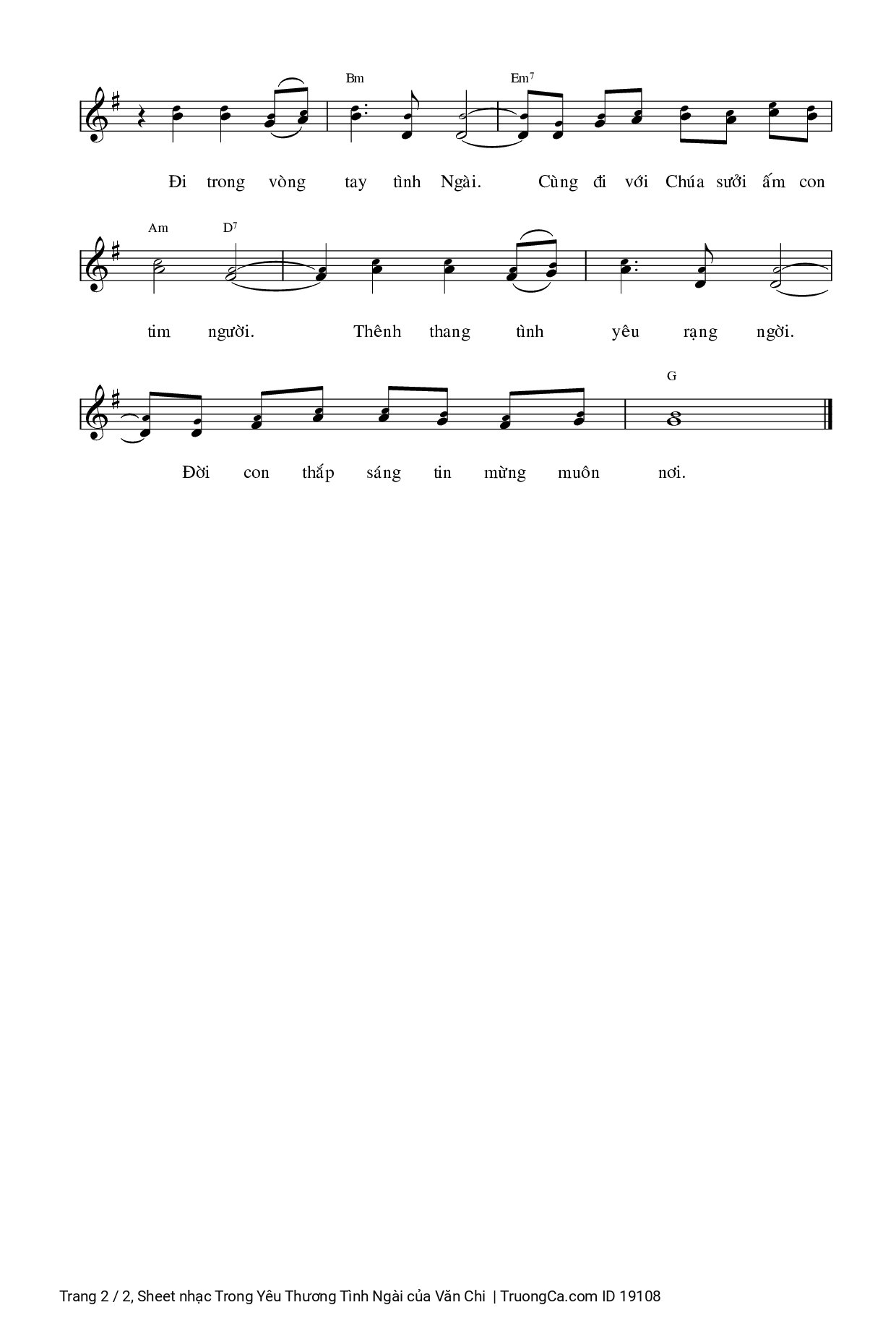 Page 2 of Sheet music PDF Trong Yêu Thương Tình Ngài - Văn Chi