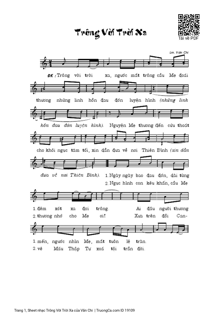 Sheet PDF of Trông Vời Trời Xa