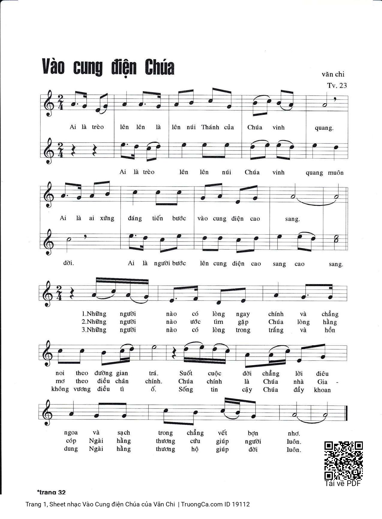 Sheet PDF of Vào Cung điện Chúa