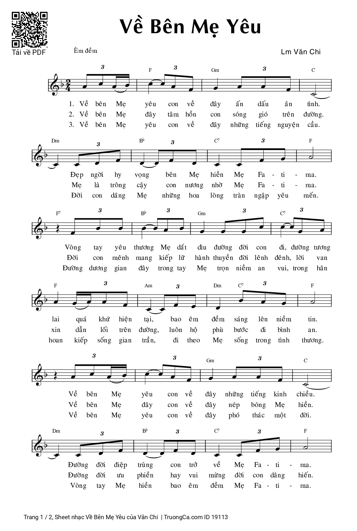 Sheet PDF of Về Bên Mẹ Yêu