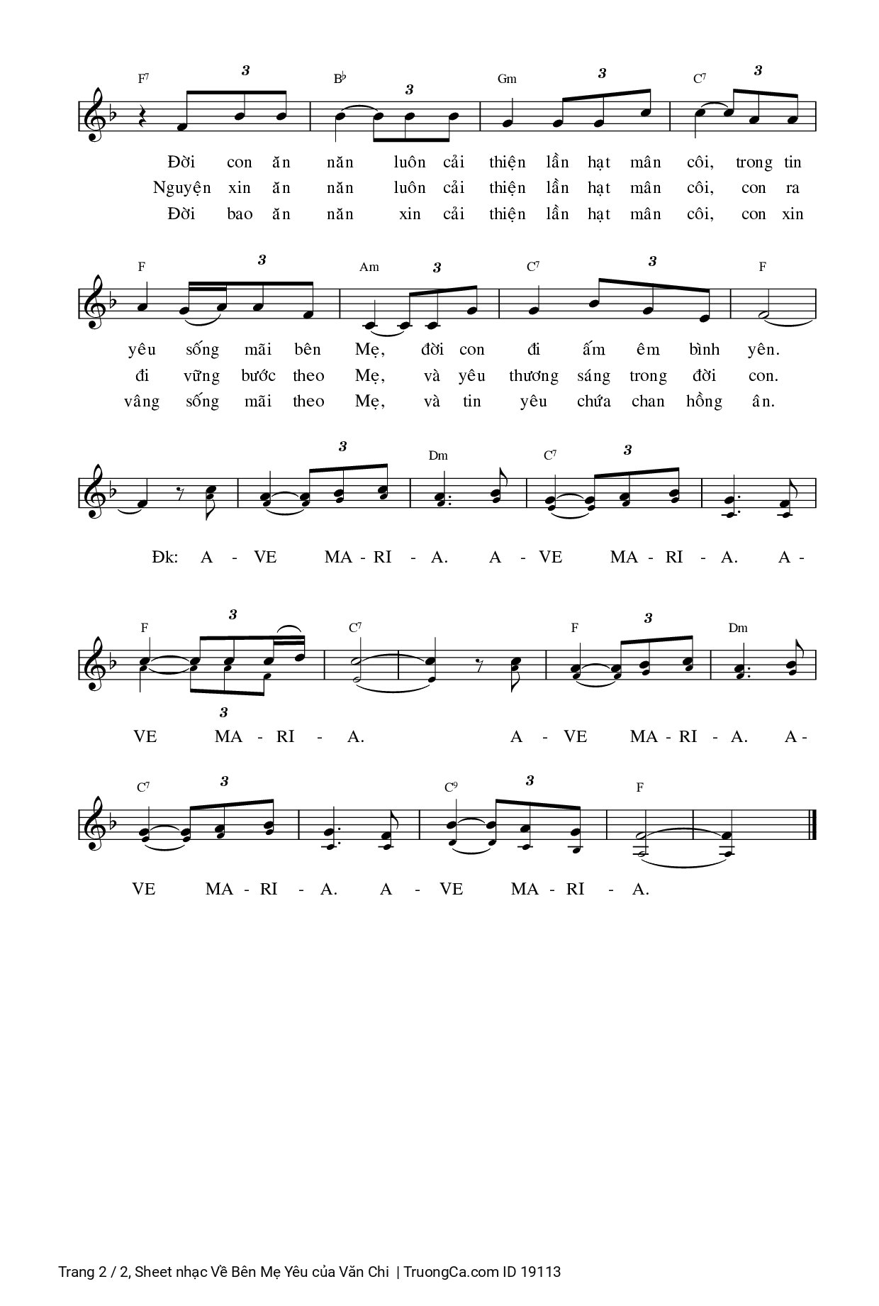 Page 2 of Sheet music PDF Về Bên Mẹ Yêu - Văn Chi