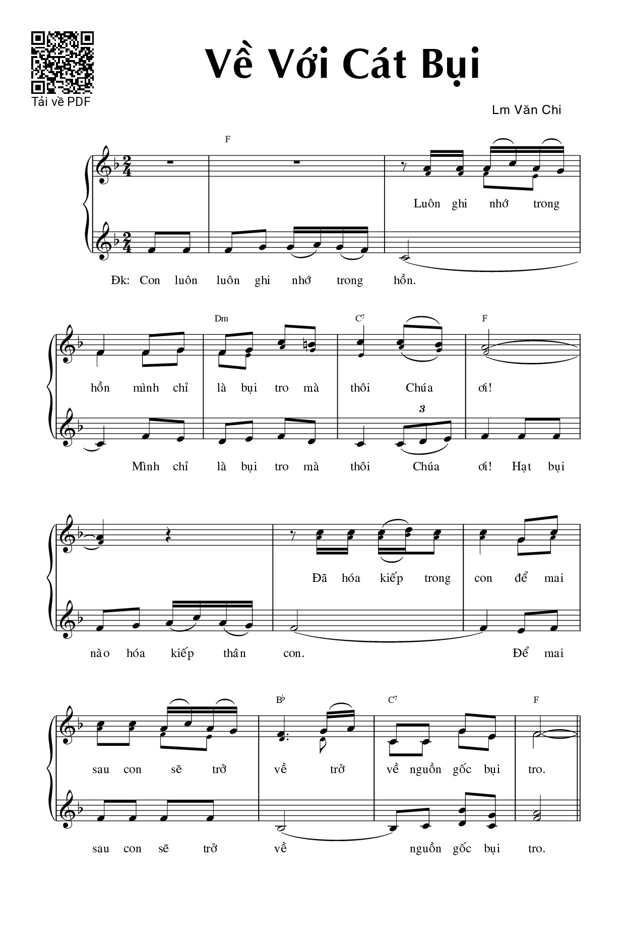 Sheet PDF of Về Với Cát Bụi