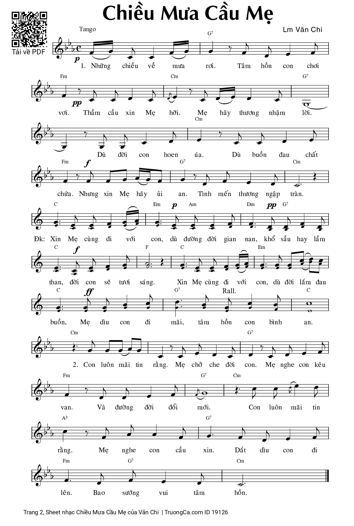 Page 2 of Sheet music PDF Chiều Mưa Cầu Mẹ - Văn Chi