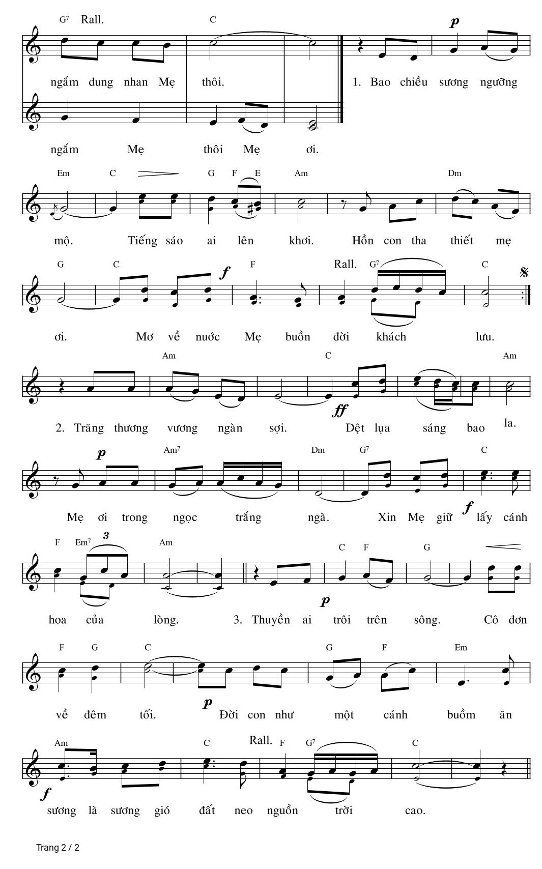 Page 2 of Sheet music PDF Dâng Mẹ Một Chiều - Văn Chi