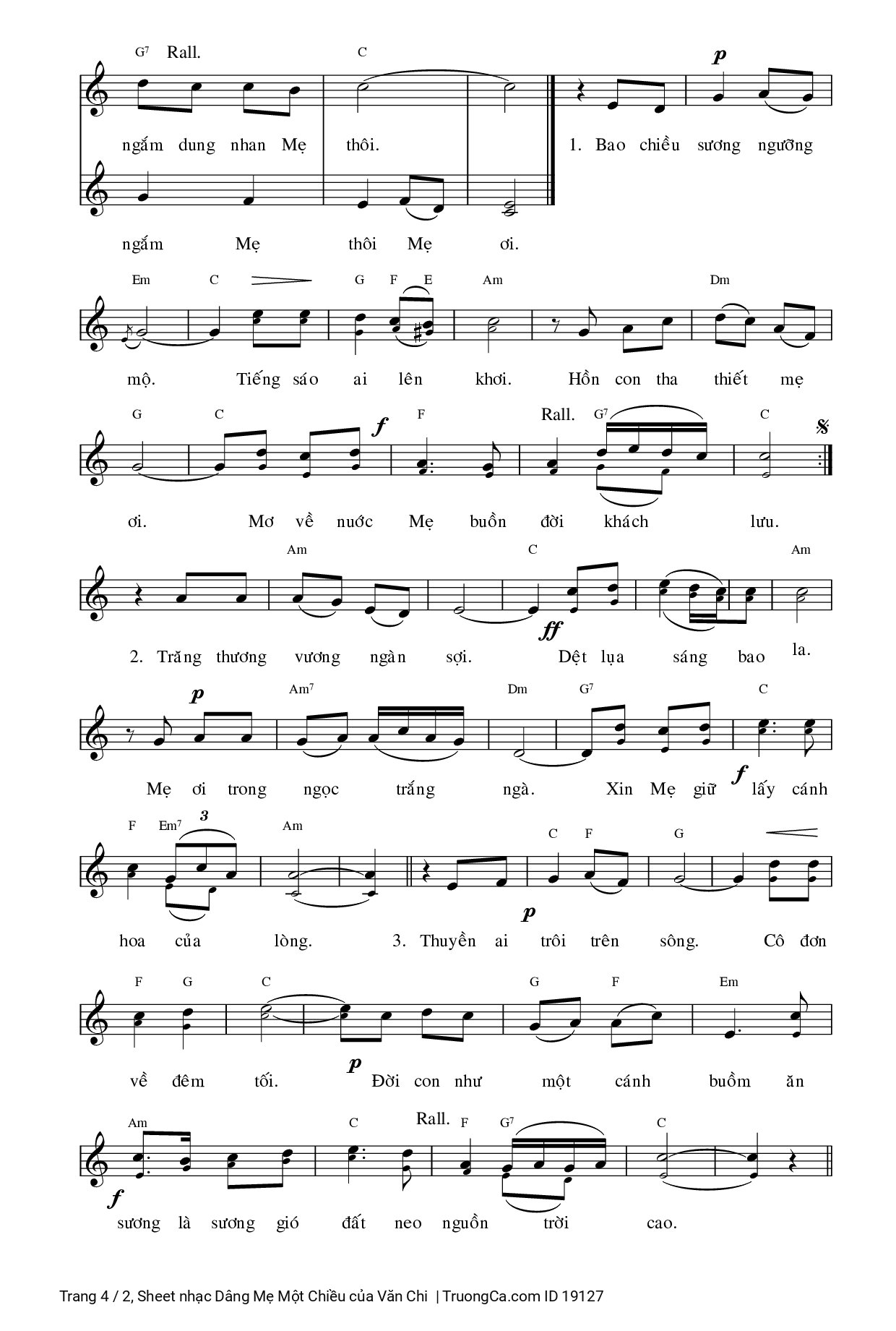 Page 4 of Sheet music PDF Dâng Mẹ Một Chiều - Văn Chi