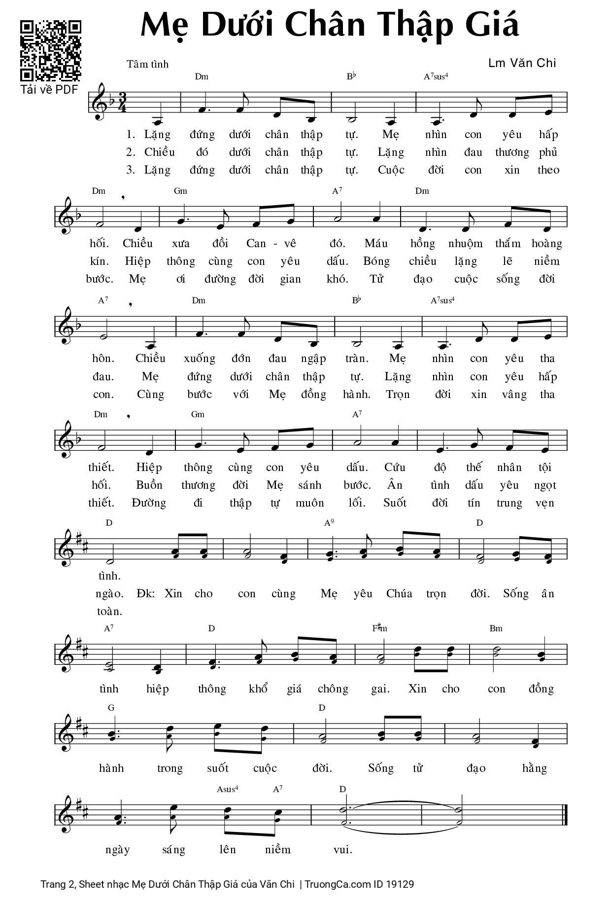 Page 2 of Sheet music PDF Mẹ Dưới Chân Thập Giá - Văn Chi