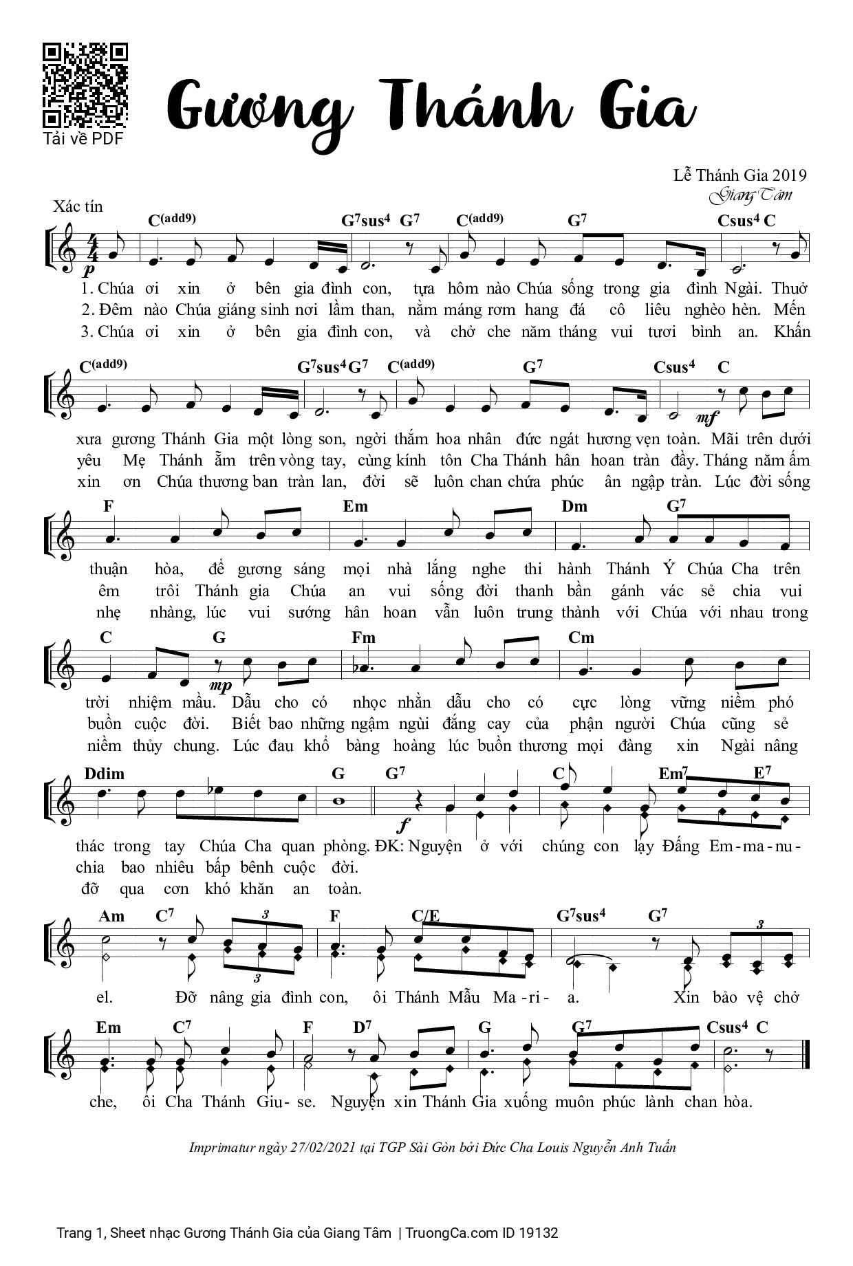 Sheet PDF of Gương Thánh Gia
