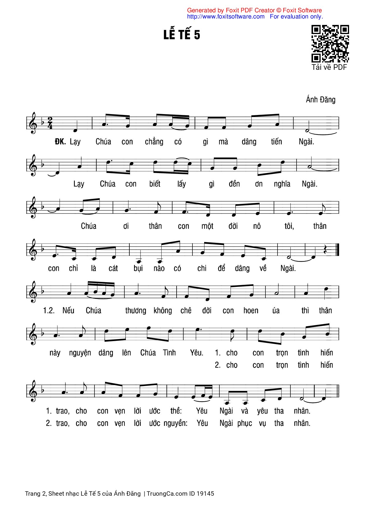 Page 2 of Sheet music PDF Lễ Tế 5 - Ánh Đăng