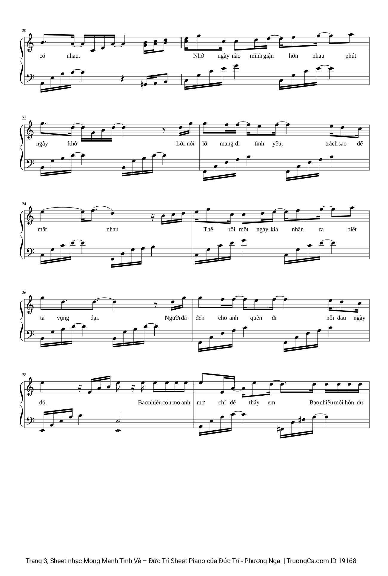 Page 3 of Sheet music PDF Mong Manh Tình Về Sheet Piano - Đức Trí