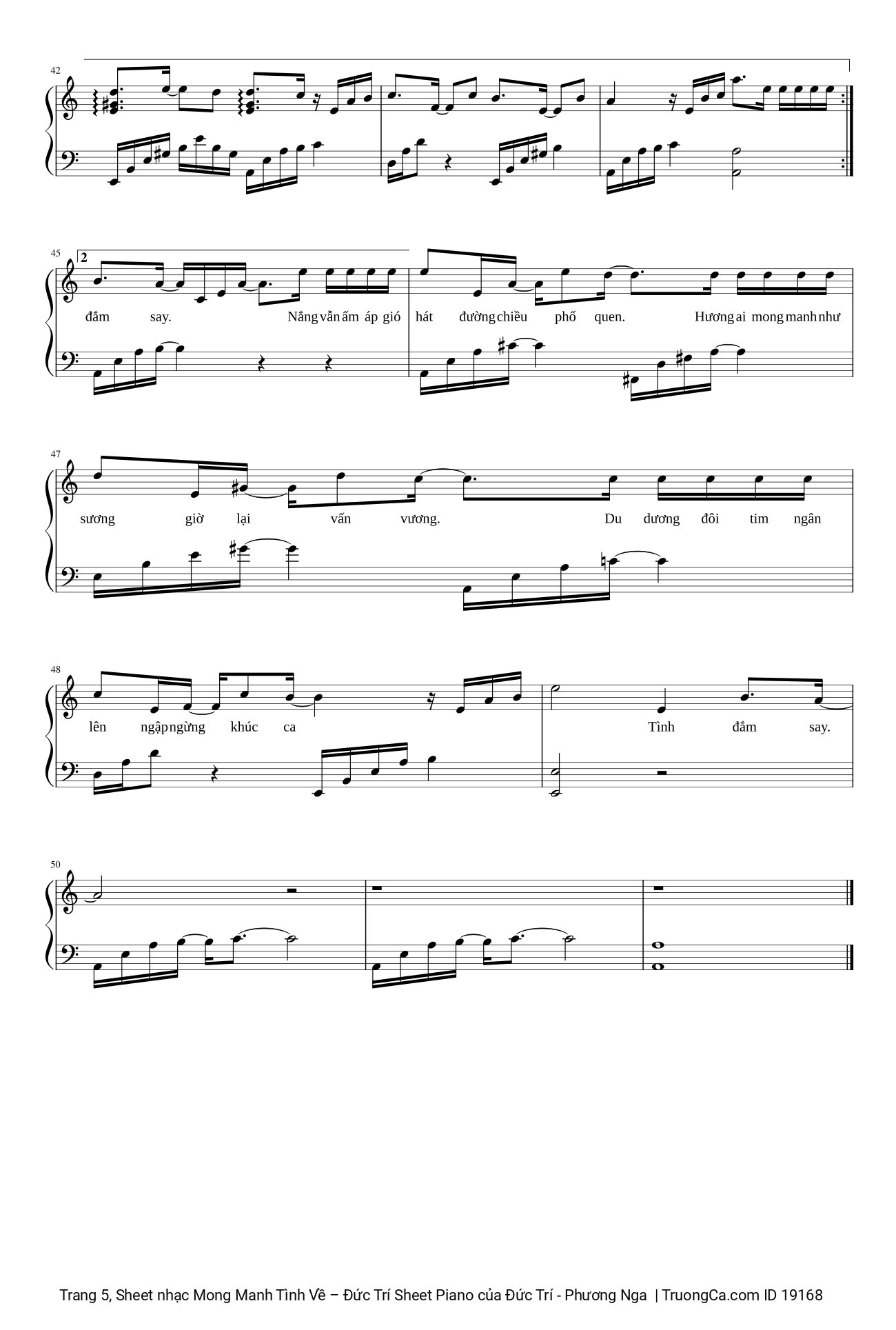 Page 5 of Sheet music PDF Mong Manh Tình Về Sheet Piano - Đức Trí